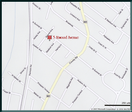 Map showing location of Tenafly Arts studios.
